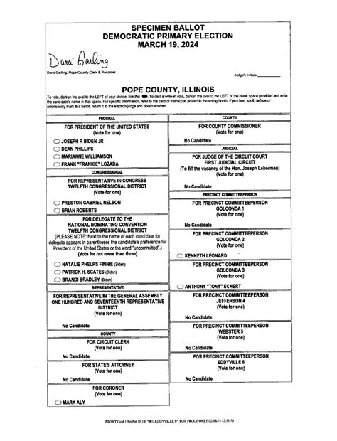 Illinois - General Primary Election Sample Ballots - March 19, 2024