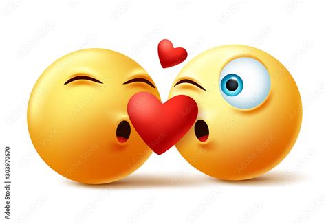Vettoriale Stock Emoticon Or Emoji Of Couple Kissing Faces Vector