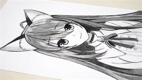 How To Draw A Cute Anime Wolf Girl Using Only One Pencil Youtube