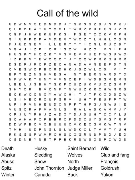 Call Of The Wild Word Search Wordmint