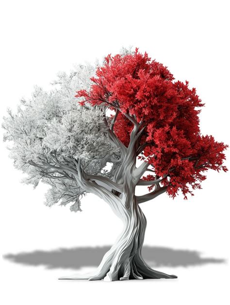 Colorless Tree Clipart Red Accent Design