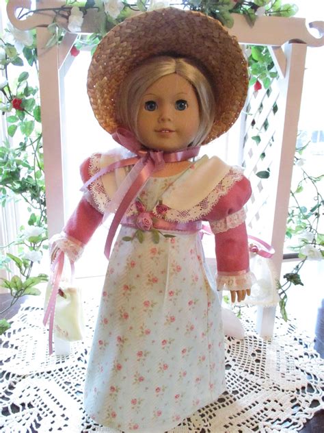 regency era historic doll dress to fit your 18 american girl doll with coat bonnet and