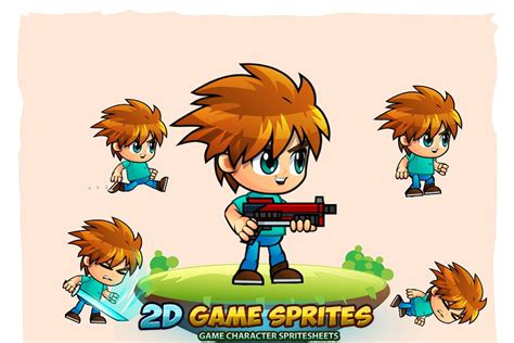 2d Game Character Sprites Pre Designed Illustrator Graphics