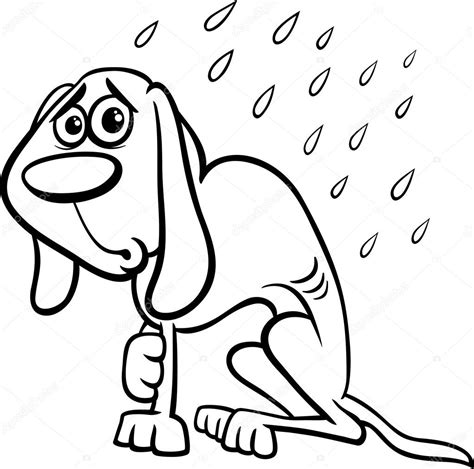 homeless dog cartoon coloring page — Stock Vector © izakowski #46606483