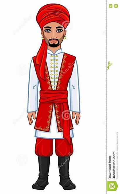 Ancient Arab Clothes Background Prince Vector Illustration