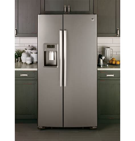 Ge 232 Cu Ft Side By Side Refrigerator Slate Gss23gmkes Best Buy
