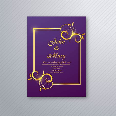 Wedding Invitation Card Template With Decorative Floral Backgrou 249626