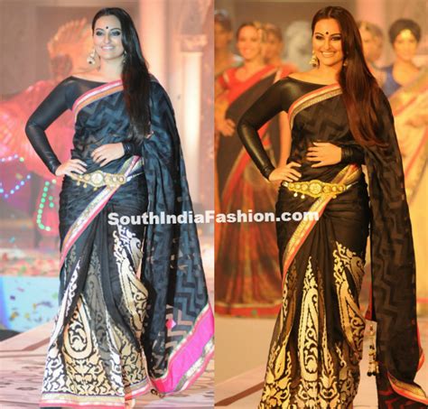 Sonakshi Sinha In Black Saree South India Fashion