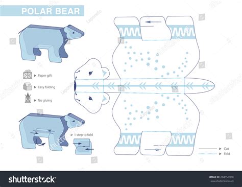 Vektor Stok Polar Bear Paper Model Cutouts Children Tanpa Royalti