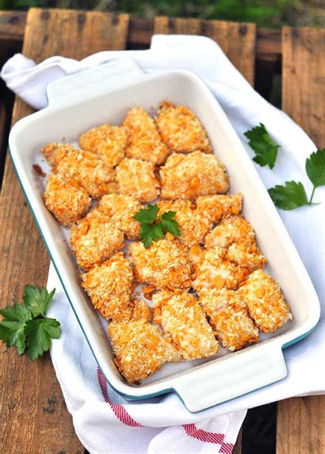 These panko baked chicken thighs are very crunchy and flavorful. Cheese Cracker and Panko-Crusted Chicken Nuggets | Recipe ...