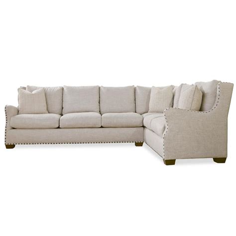 Alexander Modern Classic White Upholstered Nailhead Trim Sectional Sofa