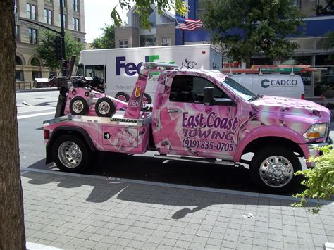 A truck at East Coast Towing went Pink to raise awareness and funds for
