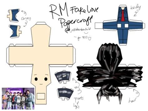 Rm Fake Love Papercraft Bts Papercraft Bts Paper Craft Paper Doll