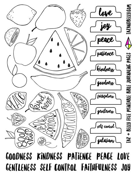 We have the perfect addition to your religious studies, with this free printable fruit of the spirit coloring page. PRINTABLE Fruit of the Spirit Bible Journaling Images