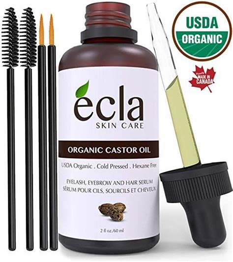 Organic Castor Oil Eyelash And Eyebrow Growth Serum 100 Pure Usda