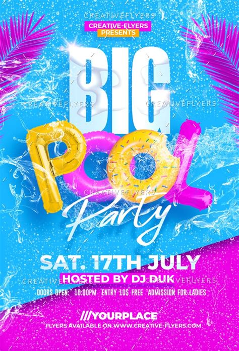 Debole Sopra Nessuno Flyer Pool Party Psd Free Danno Creazione Archeologo