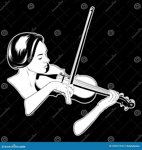 Vector Hand Drawn Illustration Of Woman Playing On The Violin Isolated