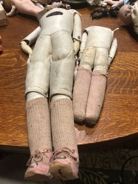 2 Antique Kid Leather Bodies For Bisque Head Dolls Antique Price