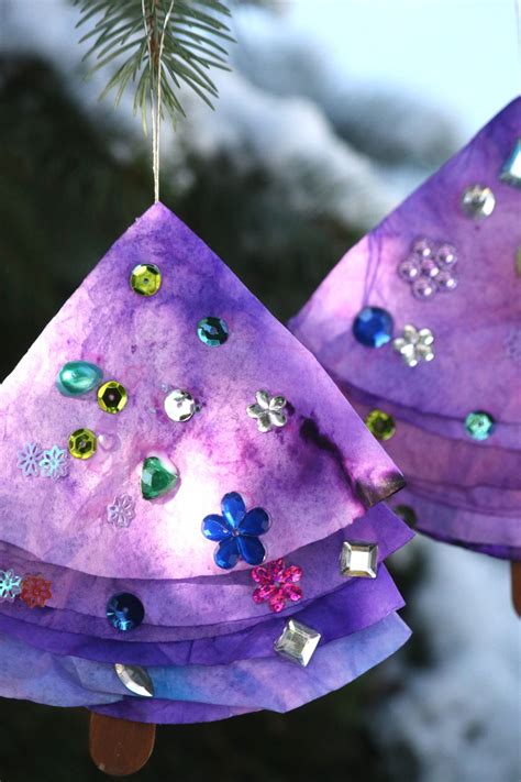 Sparkly Coffee Filter Christmas Trees Christmas Crafts For Kids To