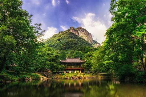 Nature Landscape Mountain Trees Forest House Lake