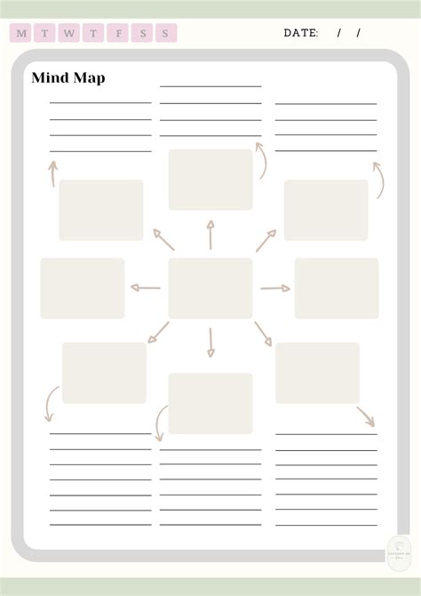 Printabledigital Mind Map Template Brainstorming Planner Visual