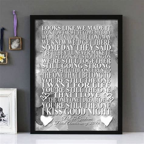 Youre Still The One Shania Twain Framed Lyrics Wall Art Design