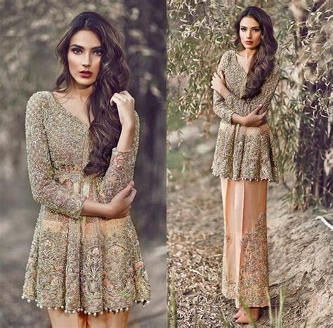 Latest Pakistani Short Frocks Peplum Tops With Cullotes 3