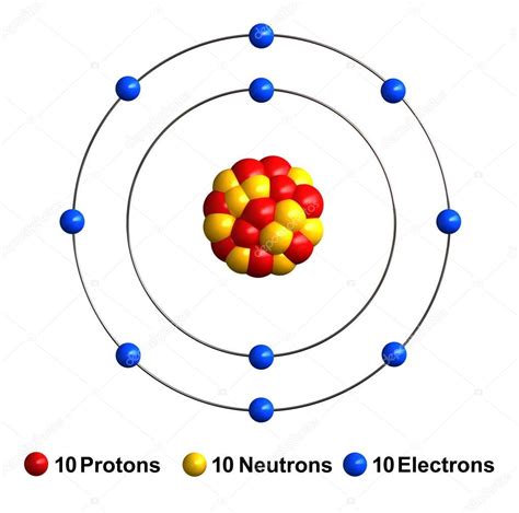 Pictures : atomic structure of neon | 3d render of atom structure of