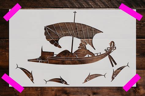 Viking And Ship Stencil Reusable Viking And Ship Stencil Art Etsy