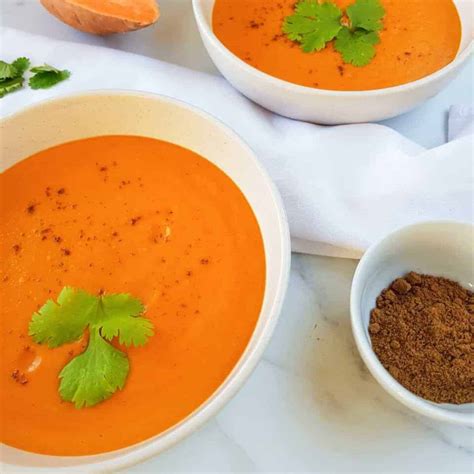 Roasted Red Pepper And Sweet Potato Soup Hint Of Healthy