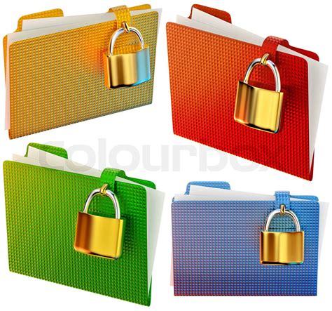 Set Of Folders With Locks Stock Image Colourbox