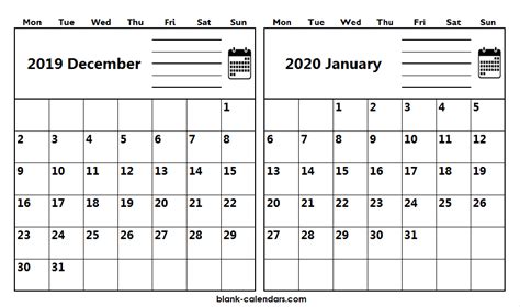 December 2019 January 2020 Calendar Printable You Might Have A Number