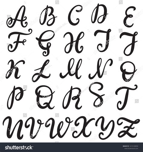 Alphabet English Letters Handwritten Modern Calligraphy 스톡 벡터로열티 프리