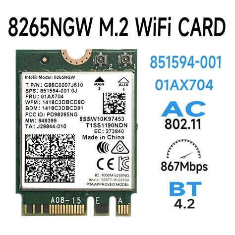 Intel Wireless Ac 8265 Dual Band 2 4g 5ghz Wifi Bluetooth Wlan For