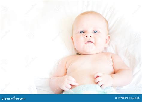 Peaceful Newborn Baby Lying On A Bed Stock Photo Image Of Girl Child