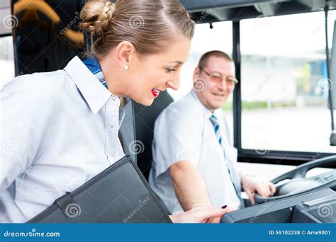 Bus Or Coach Driver And Tourist Guide Stock Photo Image Of City