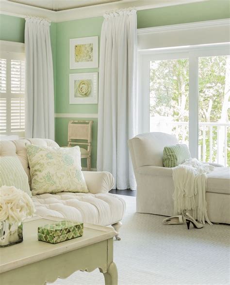 Stunning Ivory And Mint Green Bedroom Features Mint Green Walls Adorned