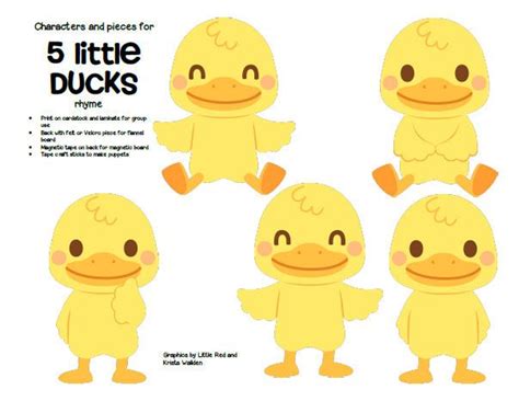 Free Characters And Pieces For 5 Little Ducks Went Out One Day