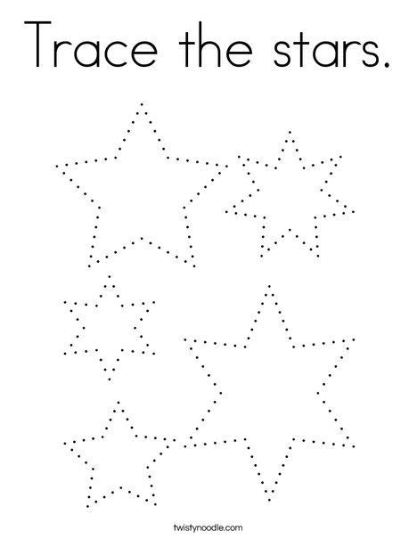 Trace The Stars Coloring Page Twisty Noodle Shape Worksheets For