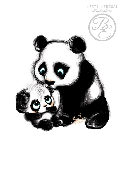 Mom And Baby Pandas Eszti Berzsán Illustrations