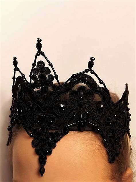 evil queen lace crown headpiece tiara headband black lace fascinator halloween costume gothic
