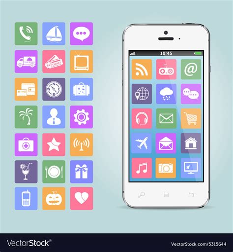 Mobile Phone With App Icons Royalty Free Vector Image
