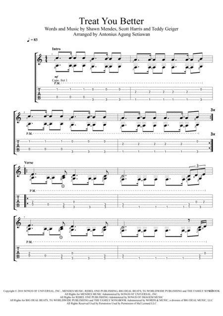 Treat You Better Sheet Music Shawn Mendes Guitar Tab