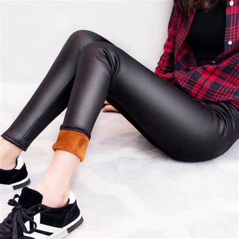 New 2018 Winter Women Pant Fake Leather Leggings Lady Boot Pant Thick