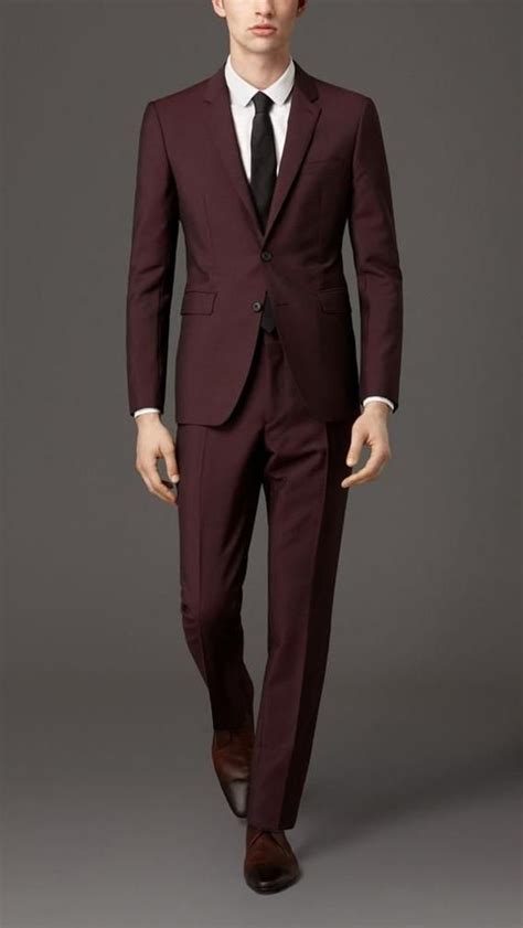 Men Suits Burgundy 3 Piece Slim Fit Elegant Wedding Suit Party Etsy