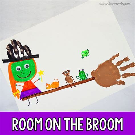 Fun Room On The Broom Craft Idea Handprint Broomstick And Witch