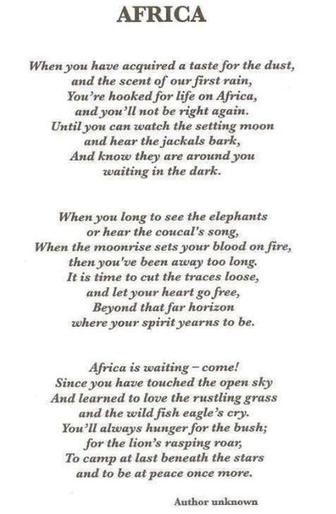 Love It S Africa Quotes African Poems Africa
