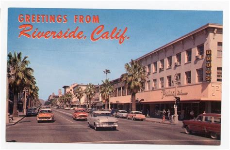 Ca Riverside Main Street Downtown Chrome Postcard Ebay California