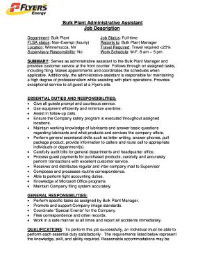 Provides administrative assistance to the president and other company officers as required or as requested including word processing, transcription. 26 Printable job description administrative assistant ...