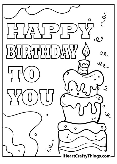 Birthday Cards Paper And Party Supplies Happy Birthday Coloring Card For
